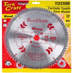 TORK CRAFT Blade Tct 250 X 80t 30/1/20/1 General Purpose Cross Cut Smooth