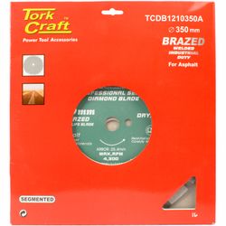 TORK CRAFT Diamond Blade Brazed 350 X 25.4mm For Asphalt Tar