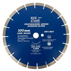 TORK CRAFT Diamond Blade 300 X 25.4mm Green / New Concrete Laser Welded Segmented