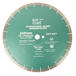 TORK CRAFT Dia. Blade 350x25.4mm Green/new Concrete Hot Pressed