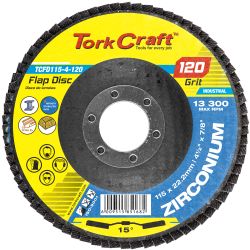 TORK CRAFT Flap Disc Zirconium 115mm 120grit Angled