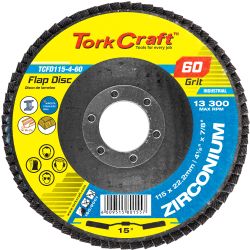 TORK CRAFT Flap Disc Zirconium 115mm 60grit Angled