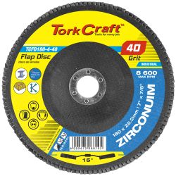 TORK CRAFT Flap Disc Zirconium 180mm 40grit Angled