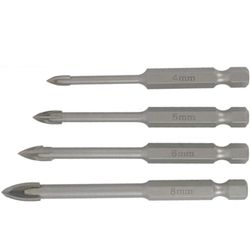 TORK CRAFT Glass & Tile Drill 4 Flute Set 4pc 4/5/6/8mm In Plastic Case