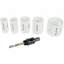 TORK CRAFT Hole Saw Set 6pce Bi-metal (22/25/32/35/51mm & 3/8 Hex Mandrel)