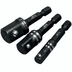 TORK CRAFT Impact Socket Adaptor 3pc Set 1/4' 3/8' 1/2'