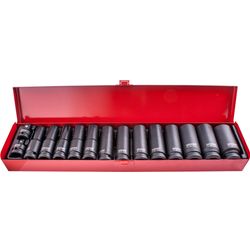 TORK CRAFT 15pc 1/2' Dr Imp Socket Set(10 - 27 + 2 X Adaptors 3/8x1/2 & 1/2x3/8 )