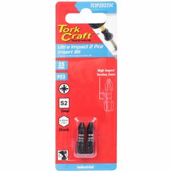 TORK CRAFT Impact Pozi.2 X 25mm Ins.bit 2/card Pz2