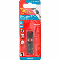 TORK CRAFT Impact Pozi.2 X 50mm Power Bit 2/card Pz2