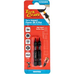 TORK CRAFT Torx Tx 4 Impact Power Bit 50mm 2pc Carded