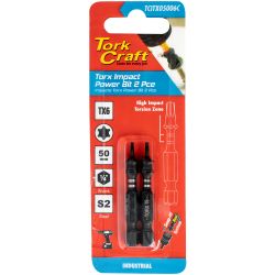TORK CRAFT Torx Tx 6 Impact Power Bit 50mm 2pc Carded
