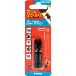 TORK CRAFT Torx Tx 20 Impact Power Bit 50mm 2pc Carded