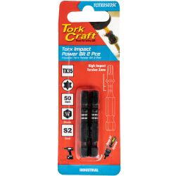 TORK CRAFT Torx Tx 35 Impact Power Bit 50mm 2pc Carded