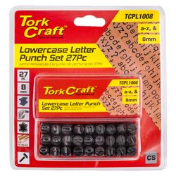 TORK CRAFT Letter Punch Set 8mm (a-z) Lower Case 27pc Black Finish