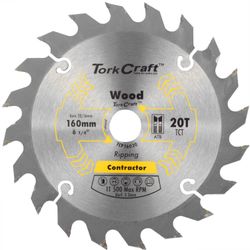 TORK CRAFT Blade Contractor 160 X 20t 20/16 Circular Saw Tct