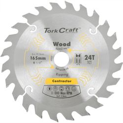 TORK CRAFT Blade Contractor 165 X 24t 20/16 Circular Saw Tct
