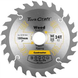 TORK CRAFT Blade Contractor 180 X 24t 30/20/16 Circular Saw Tct