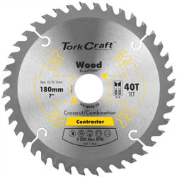 TORK CRAFT Blade Contractor 180 X 40t 30/20/16 Circular Saw Tct