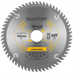 TORK CRAFT Blade Contractor 180 X 60t 30/20/16 Circular Saw Tct