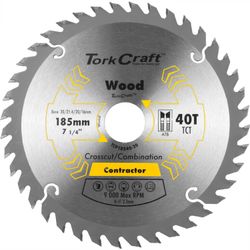 TORK CRAFT Blade Contractor 185 X 40t 30/20/16/1 Circular Saw Tct