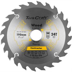 TORK CRAFT Blade Contractor 190 X 24t 30/20/16 Circular Saw Tct