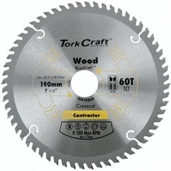 TORK CRAFT Blade Contractor 190 X 60t 30/1/20/16 Circular Saw Tct