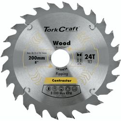 TORK CRAFT Blade Contractor 200 X 24t 30/1/20/16 Circular Saw Tct
