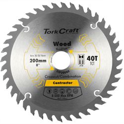 TORK CRAFT Blade Contractor 200 X 40t 30/1/20/16 Circular Saw Tct