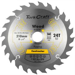 TORK CRAFT Blade Contractor 210 X 24t 30/1/20/16 Circular Saw Tct