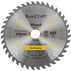 TORK CRAFT Blade Contractor 230 X 40t 30/1/20/16 Circular Saw Tct