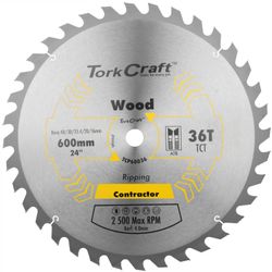 TORK CRAFT Tct Saw Blade Ripping 600x36t 40/30/25.4/20/16