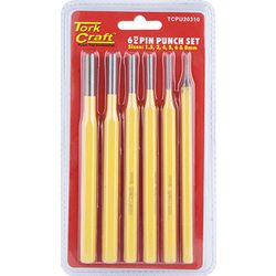 TORK CRAFT  TORK CRAFT Pin Punch Set 6pc - 1.5, 3, 4, 5, 6, 8mm Yellow
