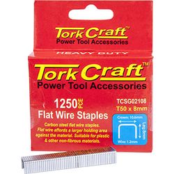 TORK CRAFT Flat Wire Staple 16g X 10.6mm X 8mm T50 1250pc C/steel For Tcsg0210