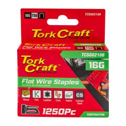 TORK CRAFT Flat Wire Staple 16g X 10.6mm X 8mm T50 1250pc C/steel For Tcsg0210