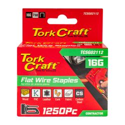 TORK CRAFT Flat Wire Staple 16g X 10.6mm X 12mm T50 1250pc C/steel For Tcsg0210