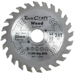 TORK CRAFT Tct Saw Blade 85mm X 1.2mm X 15mm X 24t Wood Thin Kerf