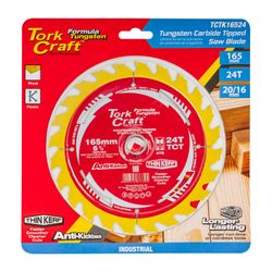 TORK CRAFT Tct Saw Blade 165mm X 1.6mm X 20mm X 24t Wood Thin Kerf