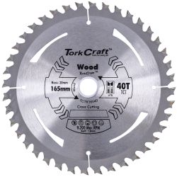 TORK CRAFT Tct Saw Blade 165mm X 1.6mm X 20mm X 40t Wood Thin Kerf