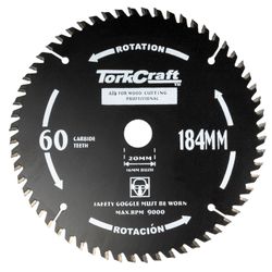 TORK CRAFT Saw Blade Thin Kerf 184 X 60t 20/16 Tct