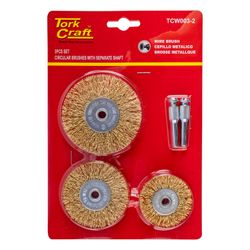 TORK CRAFT Wire Brush Set 3pce With Separate Shaft