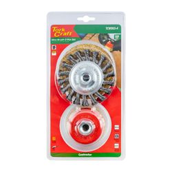TORK CRAFT Wire Brush Set 3pce 100mm Twist Knot Wheel
