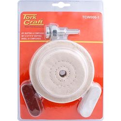 TORK CRAFT Polishing Buffing & Compound Drill Set 65 75 & 100mm Buffing Wheels