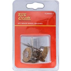 TORK CRAFT Wire Brushes Mini 5pc Brass 3.2mm Shaft Assorted Shapes