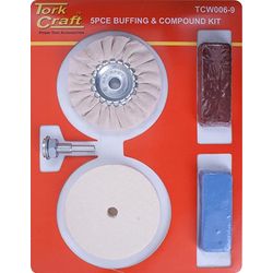 TORK CRAFT Polishing Buffing & Compound Kit 5pce With Felt Buff For Drill
