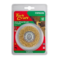 TORK CRAFT Wire Wheel Brush 63mm X 6mm Shaft Blister