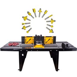 TORK CRAFT Router Table Rt001 C/w 12pc 1/4 Shank Router Bit Set Dy012b Ag