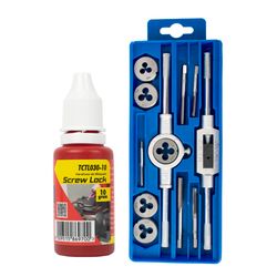 TORK CRAFT 12pc Tap & Die Set Nr Set 12 C/w Screw Lock Low Strength Tctl030-10