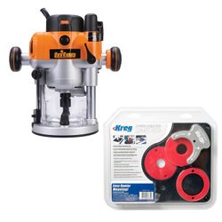 Plunge Router 2400w 1/2'& 1/4'collet 230v & Kreg Ins Plate Tl- TRITON