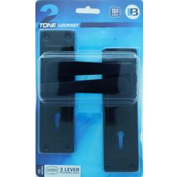 L&b Lockset Decorative 2tone 3 Lever Black Straight 6 Inch