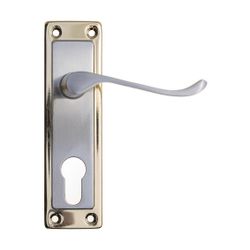 L&b Handle Decorative 2tone Cylinder Brass Plated / Satin Nickel Scroll 6 Inch